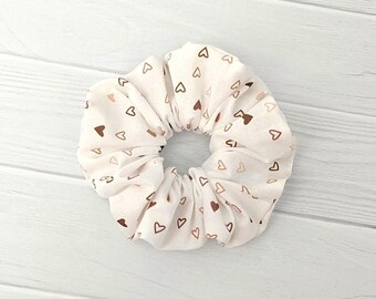 Neutral Heart Scrunchie Hair Tie Bridesmaid Gift Idea Valentine Day Accessory Cute Bun Holder Elastic Fabric Scrunch Wrist Band Host Gift