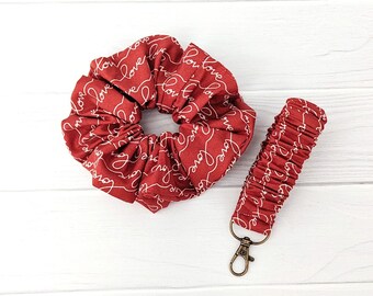 Valentine's Scrunchie Keychain Set | Valentine's Keychain | Red Love Scrunchie | Valentine's Day Gift | Love Wristlet Fob | Galentine's