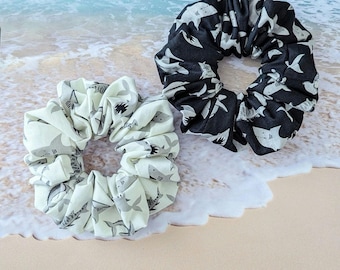 Shark Hair Scrunchie Cute Accessory Beach Style Elastic Band Marine Animal Ocean Theme Summer Fashion Gray Aquatic Tie Design Handmade