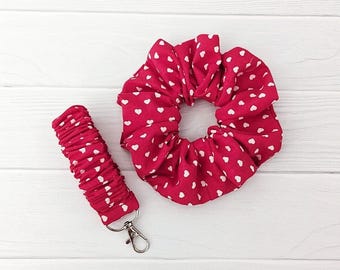 Valentine Scrunchie Keychain Heart Accessory Red Valentine Gifts Under Ten Bridesmaid Gift Set Large Scrunchie Host Gift Handmade Holiday