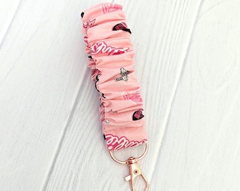 Handmade Retro Barbi Keychain | Pink Cotton Wristlet Key Fob | Gifts for her | Fashion Icon | Bridesmaid Gift | Spring | Summer | Organizer