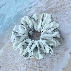 Handmade Shark Scrunchie Quality Construction Marine Animal Design Gray Aquatic Hair Accessory Beach Style Fashion Elastic Band Ocean Theme Summer Look Perfect Swimming Accessory Casual Wear Daily Use Comfortable Hair Tie Unique Design
