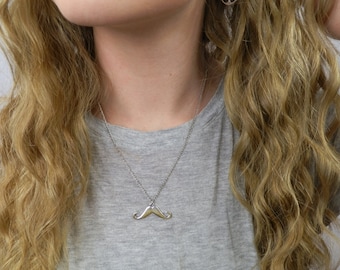 Antique Silver Mustache Necklace