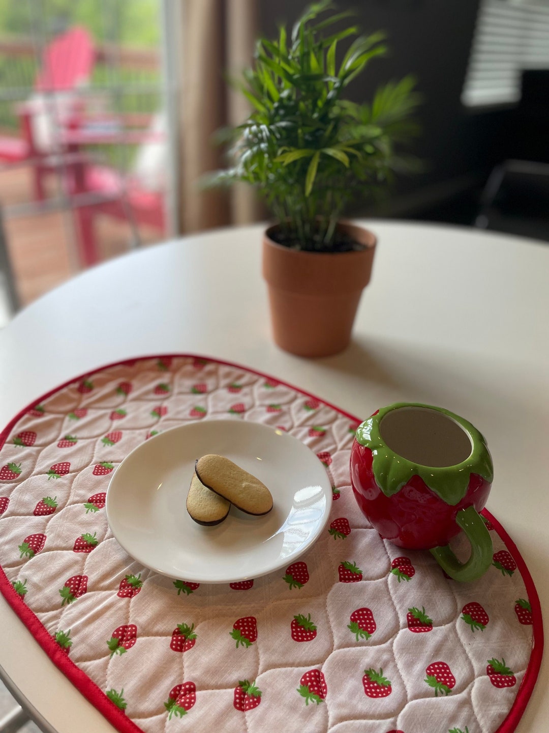 Vintage Strawberry Placemat Set Etsy