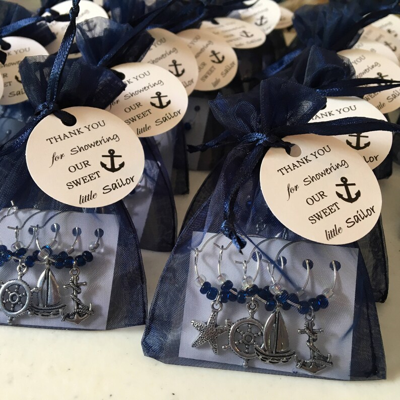 2549 Custom Nautical Themed Wine Charm Favor Sets Weddings Etsy
