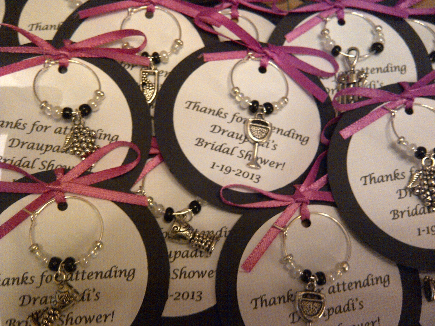 Custom Wine Themed Wine Charm Favors Weddings Bridal Etsy
