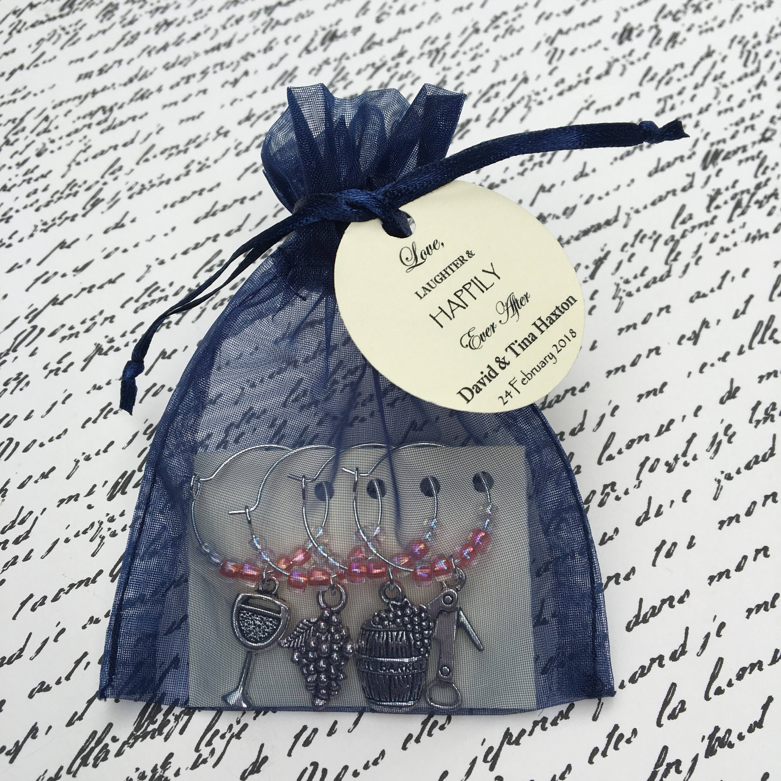 1524 Custom Wine Themed Wine Charm Favor Sets Weddings Etsy
