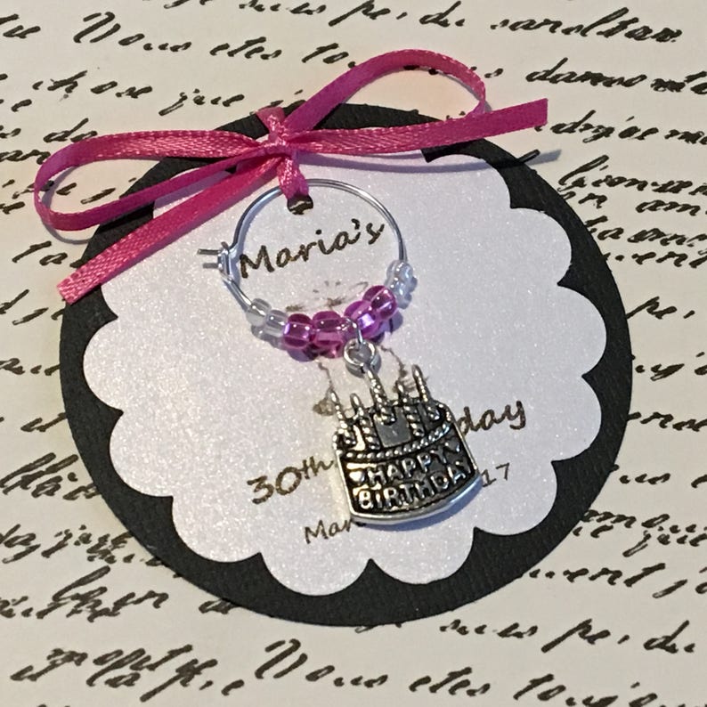 Custom Birthday Wine Charm Favors Etsy