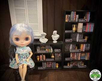 Ball Jointed Blythe Doll Accessories – 1/6 Scale Miniature Bookcase | Bookshelf Roombox Furniture