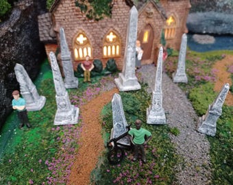 O Scale / Church Graveyard / 1:48 / Cemetery / 8 Obelisks Set / Model Railroad