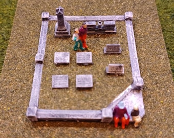 N Scale / Church Graveyard / 1:160 / 9 pcs / Cemetery / Stern Family Plot / Model Railroad / Historical