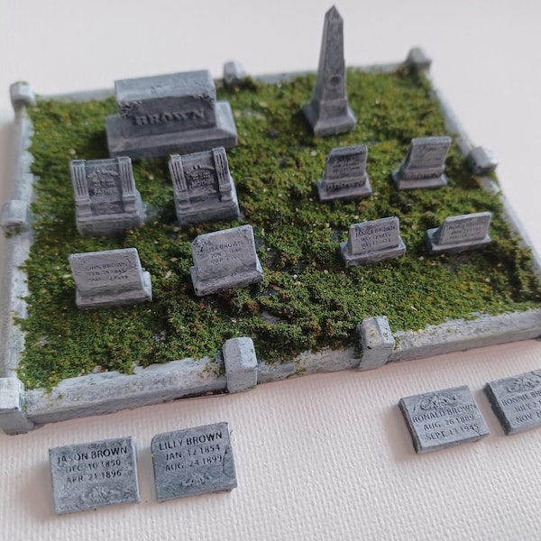 Escala HO / Cemitério da Igreja / Diorama de 15 peças para o túmulo da família Brown