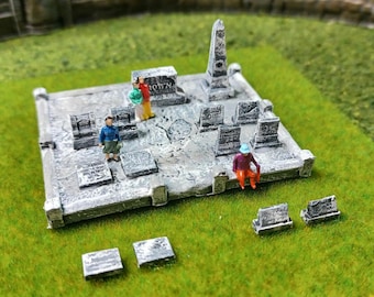 N Scale Cemetery Set: 15 Piece Brown Family Plot - Model Railroad Terrain