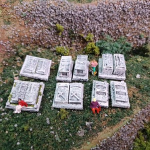 Model Railroad / N Scale / 1:160 / 20 pcs / Cemetery / Tombs Set / Hip / Chest / Box / Model Railroad / Historical / Church Graveyard