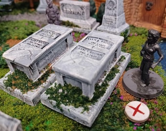 Tabletop Gaming / Spookytown / Dept 56 / Wilson Brown Chest Tombs / 28-32mm / O Scale / Cemetery / Graveyards / Zombies