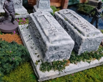Tabletop Gaming / Baker / Chest Tombs / 1:48 / 28-32mm / O Scale / Cemetery / Graveyards / Zombies