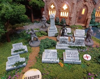 Tabletop Gaming /28-32mm / O Scale / Cemetery / Stern Family Plot / Graveyards / Zombies / Spooky Town