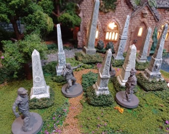 Tabletop Gaming / 28-32mm / Spookytown / Department 56 / Obelisks / Cemetery / Graveyards / Zombies /