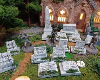 Tabletop Gaming /28-32mm / O Scale / Cemetery / Brown Family Plot / Graveyards / Zombies /