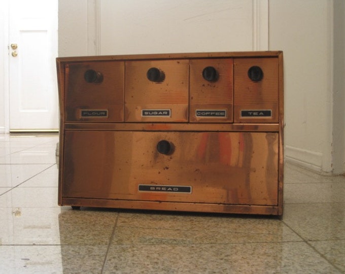 Cute Vintage Copper Krestline Bread Box and Kitchen Canister