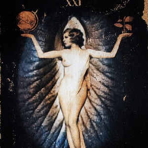 The World Tarot Poster Print - Major Arcana Art - Tarot de Berlin Noir : Le Monde - Cartomancy Decor