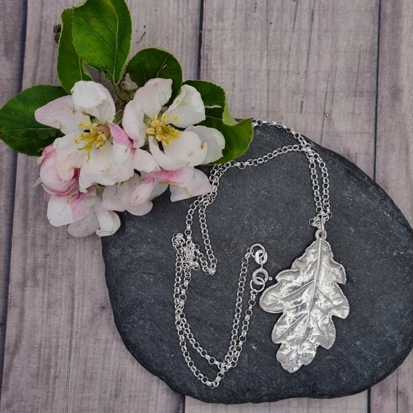 Real Oak leaf coated in silver! Silver dipped leaf pendant necklace