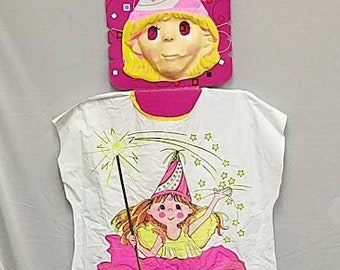 Vintage Collegeville Glow In The Dark Fairy Halloween Costume! 1990! Vinyl Smock And Mask New!