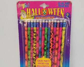 Vintage 90's Lisa Frank Halloween Scary Pencils! Original Packaging! Spiders! Pumpkins!