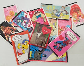 Handmade Retro 90's/ Y2K Valentine Magnets! Simpsons! Batman! Spiderman! WWF! Care Bears! Michael Jordan! Rescue Rangers!