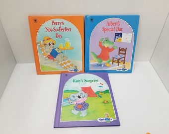 Lot of 3 Vintage AlphaPets Children's Hardcover Story Books! 1991!