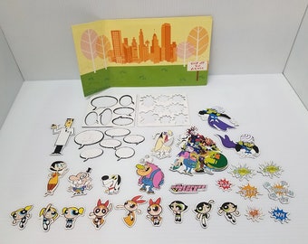 Vintage 90's Powerpuff Girls Magnetic Story Writer! Cartoon Network! Bubbles! Blossom! Buttercup! Magnets!