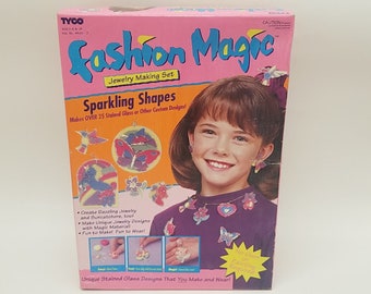 Vintage 1993 Unopened Tyco Fashion Magic Jewelry Making Set! Sparkling Shapes! Stained Glass!