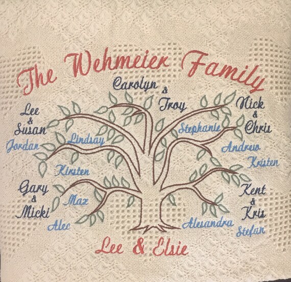 personalized embroidered family tree