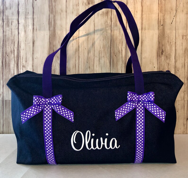 purple duffle bag personalized