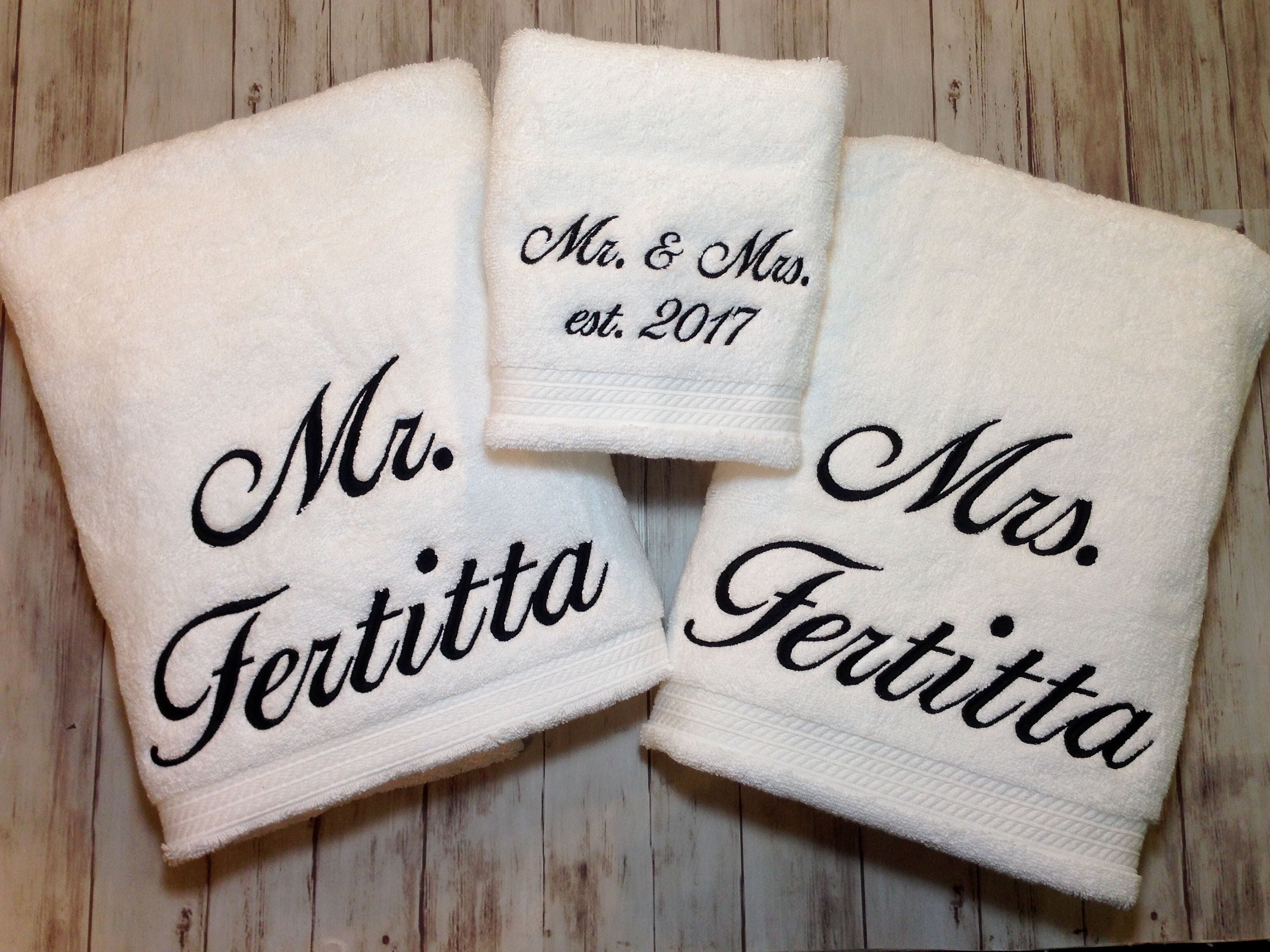Mr. And Mrs. Bath Towel Set. Custom Embroidered Personalized Etsy