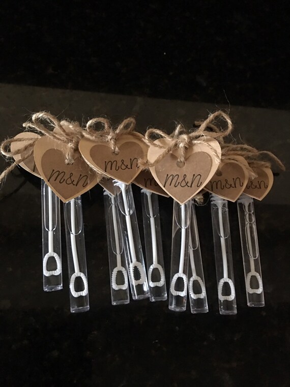 Rustic PreFilled Wedding Bubbles with personalized tags and Etsy