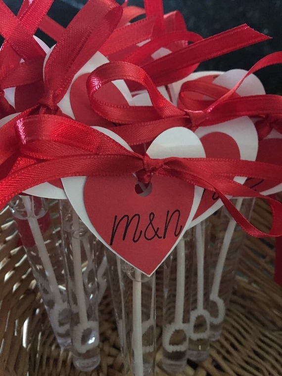 Filled Wedding Bubbles tubes with hearts and tags OR just hearts and tags