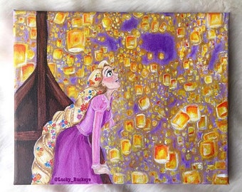 Tangled rapunzel inspired lantern scene fine art print