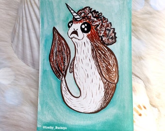 Impresión artística de unicornio sirena porg