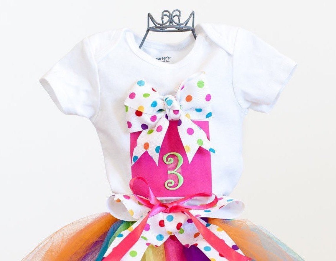 Birthday Girl Onesie/tshirt W/ Present Polka Dot Ribbon Bow Etsy