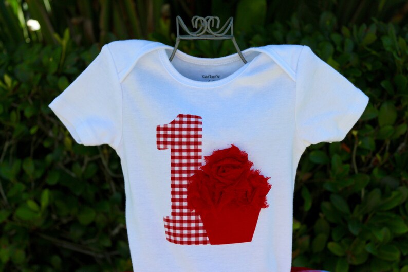 Picnic Baby Girl 1st Birthday Outfitshirt W/ Gingham Age Etsy