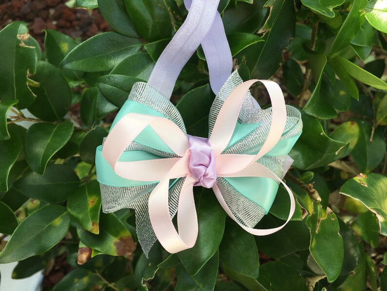 Hair bow Winter ONEderland Snowflake Birthday Girl Outfit- Onesie Pink Dot Number Lavender /& Silver Tutu Aqua Snowflake and Name Pink