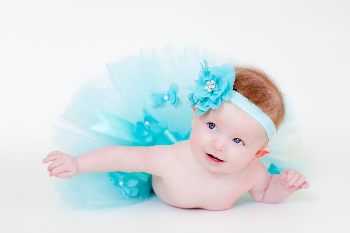 Newborn Baby Girl Photo Prop Sewn Aqua Teal Blue Embellished Etsy