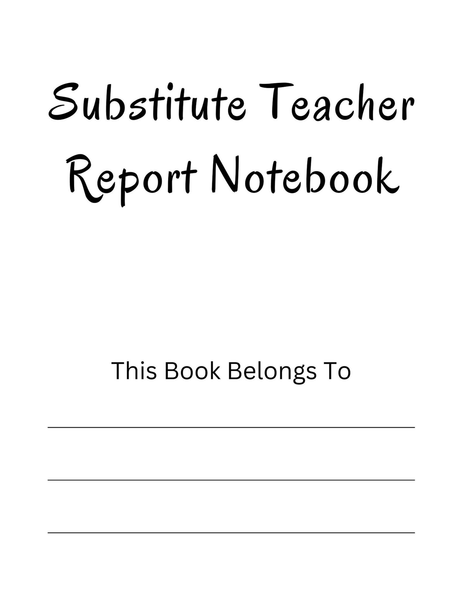 Substitute Teacher Report Notebook | Printable PDF | Classroom ...
