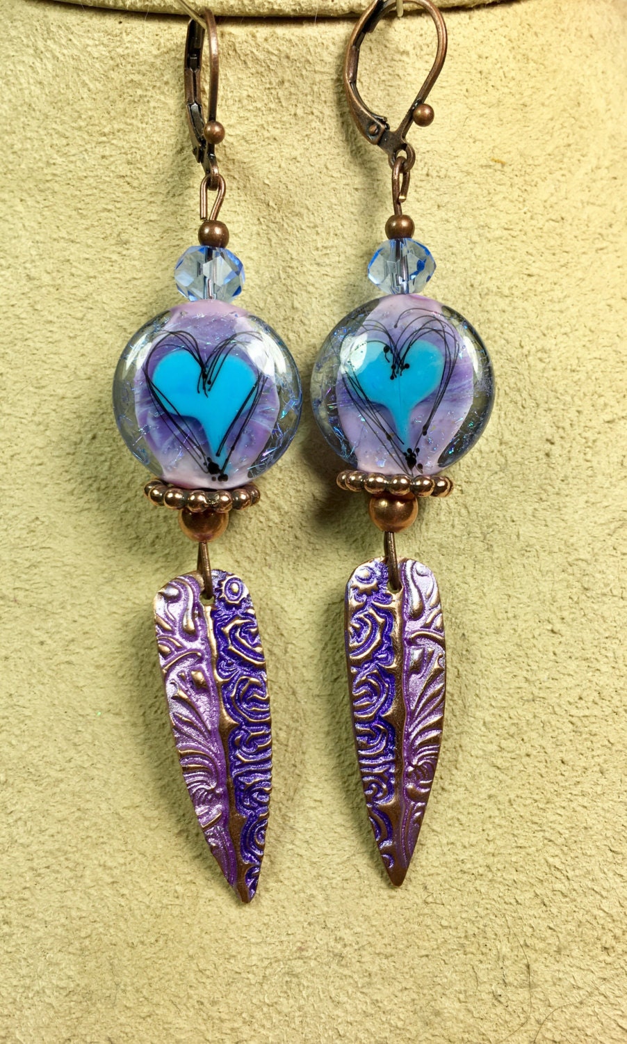 Stunning Michelle Veizaga Blue & Purple Heart Beads With - Etsy