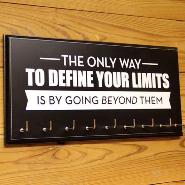 The Only Way to Define Your Limits MOTIVATIONAL Vibes Inspiring MEDAL HOLDER, Elegant Wall Hook Medal Rack