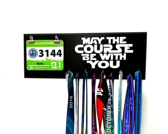 May the Course Be With You Star Wars - race bib and medal hanger