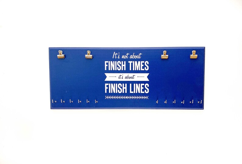 RACE BIB RACK Gift for Couples That Run, Finish times and Finish Lines Medal and Bib Holder image 3