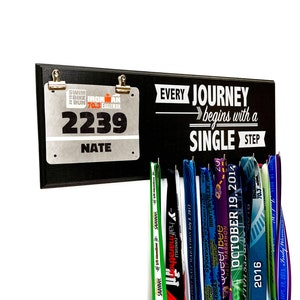 Every Journey Needs A First Step QUOTE Running Medal HOLDER Hooks And Race Bib Display Hanger For Runners image 1