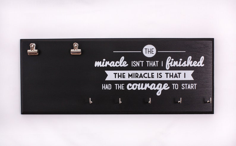 RUNNING MEDAL HOLDER Miracle Isn't That I Finished Bib Holder Medal Rack Holder Great Gift For Runners image 3